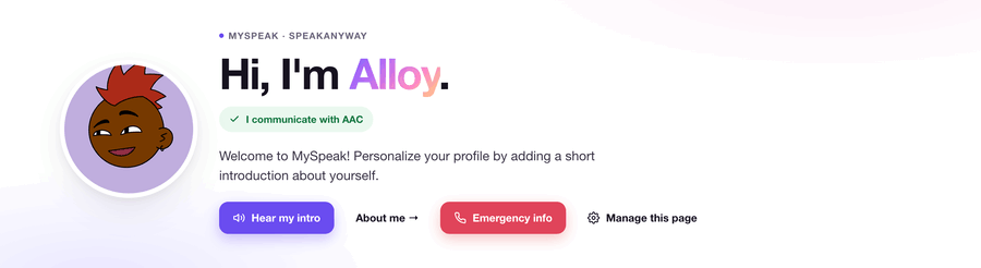 A MySpeak page changing from the default theme to a custom color and background style